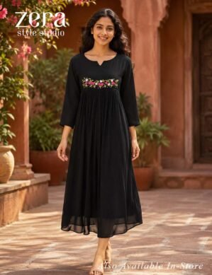 Embroidered Georgette Flared Kurti