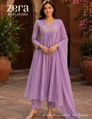 Mul Chanderi Three-Piece Churidar Set