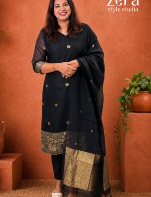 Cotton Jamdani Three Piece Churidar Set