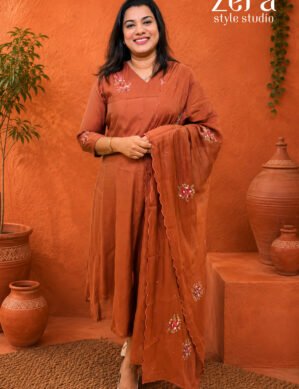 Mul Chanderi Three Piece Churidar set